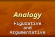Analogy Figurative and Argumentative. General Characteristics Analogy compares items via certain key similarities in order to: Analogy compares items