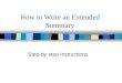 How to Write an Extended Summary Step-by-step Instructions