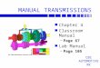 MANUAL TRANSMISSIONS n Chapter 4 n Classroom Manual –Page 67 n Lab Manual –Page 105 CBC AUTOMOTIVE RK