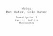 Water Hot Water, Cold Water Investigation 2 Part 1: Build A Thermometer