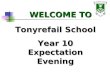 WELCOME TO WELCOME TO Tonyrefail School Year 10 Expectation Evening