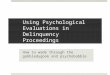 Using Psychological Evaluations in Delinquency Proceedings How to wade through the gobbledygook and psychobabble