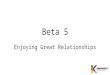 Beta 5 Enjoying Great Relationships. Why do we need other people?