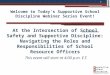 Welcome to Today’s Supportive School Discipline Webinar Series Event! At the Intersection of School Safety and Supportive Discipline: Navigating the Roles