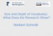 1 Size and Depth of Vocabulary: What Does the Research Show? Norbert Schmitt