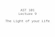 AST 101 Lecture 9 The Light of your Life. Light We can observe the universe because atoms emit photons