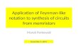 Application of Feynman-like notation to synthesis of circuits from memristors Marek Perkowski November 5, 2012
