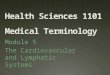 Health Sciences 1101 Medical Terminology Module 5 The Cardiovascular and Lymphatic Systems