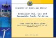 Ministry of Mines and Energy Secretariat of Energy Planning and Development – SPE MINISTRY OF MINES AND ENERGY Brazilian Oil, Gas and Reneweble Fuels Policies