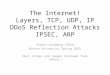 The Internet! Layers, TCP, UDP, IP DDoS Reflection Attacks IPSEC, ARP Sharon Goldberg CS558 Boston University Spring 2015 Most slides and images borrowed