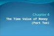 The Time Value of Money (Part Two). 4-2 1. Explain and illustrate an annuity. 2. Determine the future value of an annuity. 3. Determine the present value