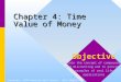 1 Chapter 4: Time Value of Money Copyright, 1999 Prentice Hall Author: Nick Bagley Objective Explain the concept of compounding and discounting and to