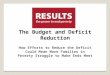 The Budget and Deficit Reduction How Efforts to Reduce the Deficit Could Mean More Families in Poverty Struggle to Make Ends Meet