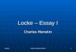 5/1/2015 Modern Philosophy PHIL320 1 Locke – Essay I Charles Manekin