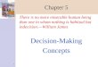 1 Chapter 5 There is no more miserable human being than one in whom nothing is habitual but indecision.—William James Decision-Making Concepts