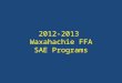 2012-2013 Waxahachie FFA SAE Programs. SAEs are a great way to get classroom credit and FFA awards for doing things like exploring careers, earning money