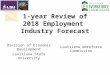 1-year Review of 2018 Employment Industry Forecast Louisiana Workforce Commission Division of Economic Development Louisiana State University