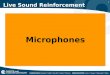1 Live Sound Reinforcement Microphones. 2 Live Sound Reinforcement A microphone is a transducer that changes sound waves into electrical signals and there