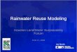 Rainwater Reuse Modeling Houston Land/Water Sustainability Forum June 17, 2009 Jay Morris