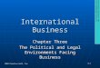 International Business Chapter Three The Political and Legal Environments Facing Business International Business 10e Daniels/Radebaugh/Sullivan 3-1 2004