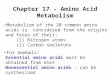 Chapter 17 - Amino Acid Metabolism Metabolism of the 20 common amino acids is considered from the origins and fates of their: (1) Nitrogen atoms (2) Carbon