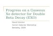 Progress on a Gaseous Xe detector for Double Beta Decay (EXO) David Sinclair Xenon Detector Workshop Berkeley, 2009