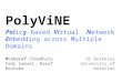 PolyViNE Policy-based Virtual Network Embedding across Multiple Domains Mosharaf Chowdhury Fady Samuel, Raouf Boutaba UC Berkeley University of Waterloo