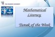Mathematical Literacy Tweak of the Week Mathematical Literacy Tweak of the Week