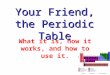 Your Friend, the Periodic Table What it is, how it works, and how to use it