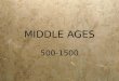 MIDDLE AGES 500-1500. MIDDLE AGES FEUDALISM ROMAN CATHOLIC CHURCH & THE CRUSADE KING JOHN & THE MAGNA CARTA