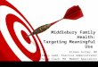 Middlebury Family Health: Targeting Meaningful Use Eileen Fuller, MD Stacy Ladd, Practice Administrator Michelle Clark, MA Medent Specialist