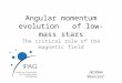 Angular momentum evolution of low-mass stars The critical role of the magnetic field Jérôme Bouvier