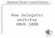 New delegates workshop HMUN 2008. Content Introduction Research & policy statements Resolutions & comments Lobbying Debating Points & motions