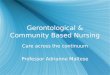 Gerontological & Community Based Nursing Care across the continuum Professor Adrianne Maltese Care across the continuum Professor Adrianne Maltese