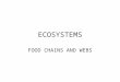 ECOSYSTEMS FOOD CHAINS AND WEBS. ENERGY FLOW IN ECOSYSTEMS The greatest amount of energy is in the bottom level- or the producers Producers are photosynthetic