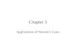 Chapter 5 Applications of Newton’s Laws. Particles in Equilibrium When a particle is in equilibrium, the sum of the forces on the particle equals zero