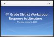 4 th Grade District Workgroup: Response to Literature Thursday, January 12, 2012