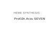 HEME SYNTHESIS Prof.Dr.Arzu SEVEN. HEME SYNTHESIS Heme is synthesized from porphyrins and iron. Porphyrins are cyclic compounds formed by the linkage
