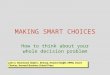 MAKING SMART CHOICES How to think about your whole decision problem John S. Hammond, Ralph L. Keeney, Howard Raiffa (1999), Smart Choices, Harvard Business