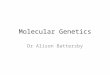 Molecular Genetics Dr Alison Battersby. Dr Martin Evans