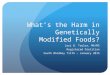 What’s the Harm in Genetically Modified Foods? Lori B. Taylor, MA/MS Registered Dietitian South Whidbey Tilth – January 2015