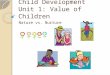 Child Development Unit 1: Value of Children Nature vs. Nurture