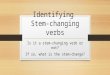 Identifying Stem-changing verbs Is it a stem-changing verb or not? If so, what is the stem-change?