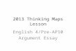 2013 Thinking Maps Lesson English 4/Pre-AP10 Argument Essay