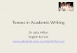 Tenses in Academic Writing Dr Julia Miller English for Uni 