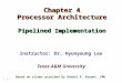 – 1 – Chapter 4 Processor Architecture Pipelined Implementation Chapter 4 Processor Architecture Pipelined Implementation Instructor: Dr. Hyunyoung Lee