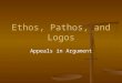Ethos, Pathos, and Logos Appeals in Argument. Persuasive writing The goal of argumentative/persuasive writing is to persuade your audience that your ideas