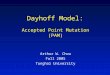 Dayhoff Model: Accepted Point Mutation (PAM) Arthur W. Chou Fall 2005 Tunghai University