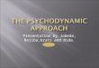Presentation by Jobeda, Najiba,kratz and Nida..  The psychodynamic approach was first developed by Freud and Karl Abraham.  This approach links depression