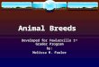 Animal Breeds Developed for Fowlerville 1 st Grader Program by: Melissa M. Fowler
